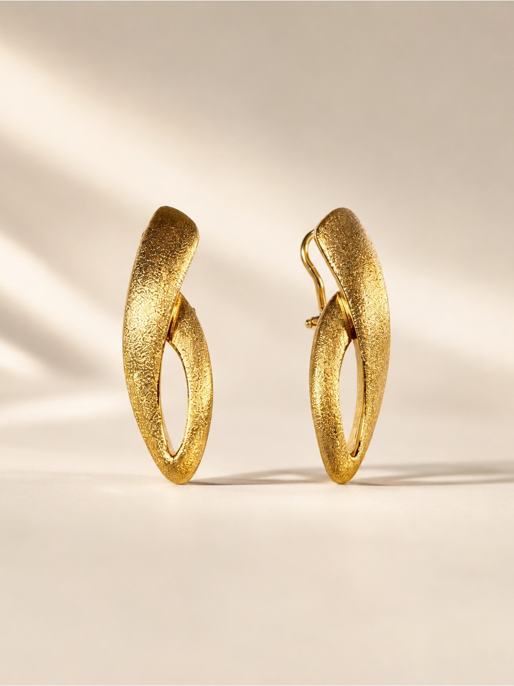 18k solid Gold Open Marquise Drop Earrings